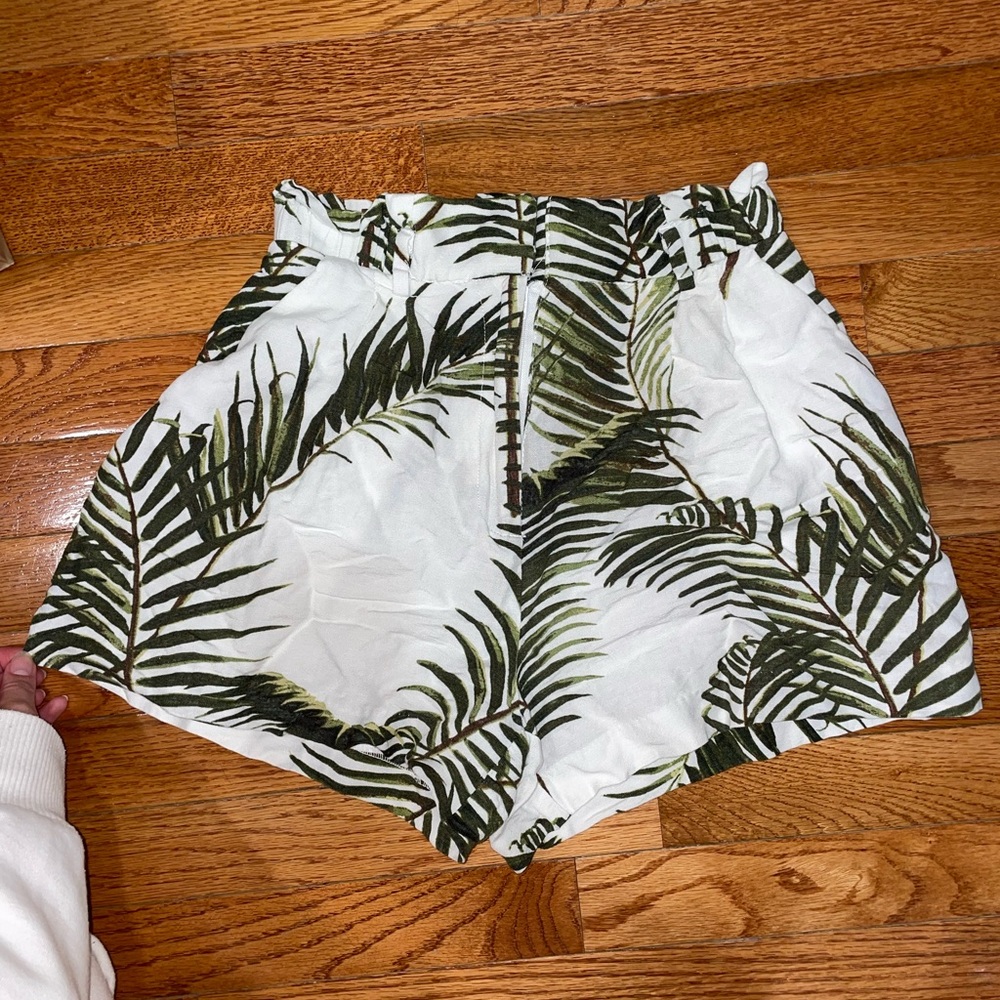 H&M Paper Bag white green floral shorts